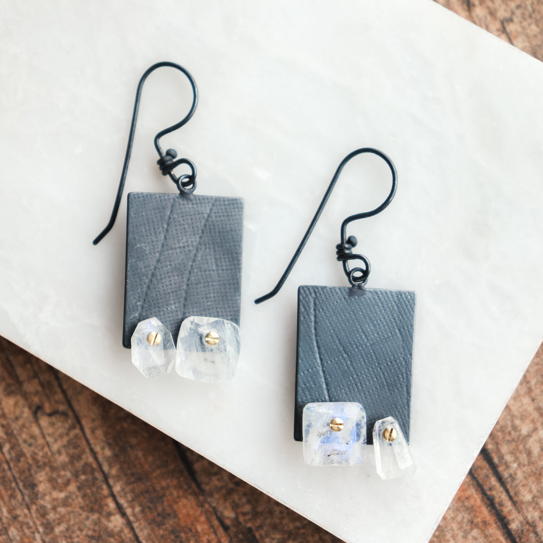 Moonstone Duo Tab Earrings no.1