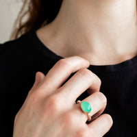 Size 8.5 | Chrysoprase 18k Gold Ring