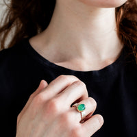 Size 6.5 | Chrysoprase 18k Gold Wavy Ring