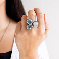 Size 9 | Kyanite & Moonstone Triple Stone Ring