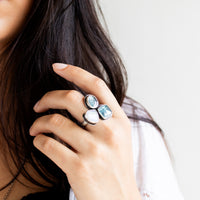 Size 8 | Kyanite & Teardrop Moonstone Triple Stone Ring