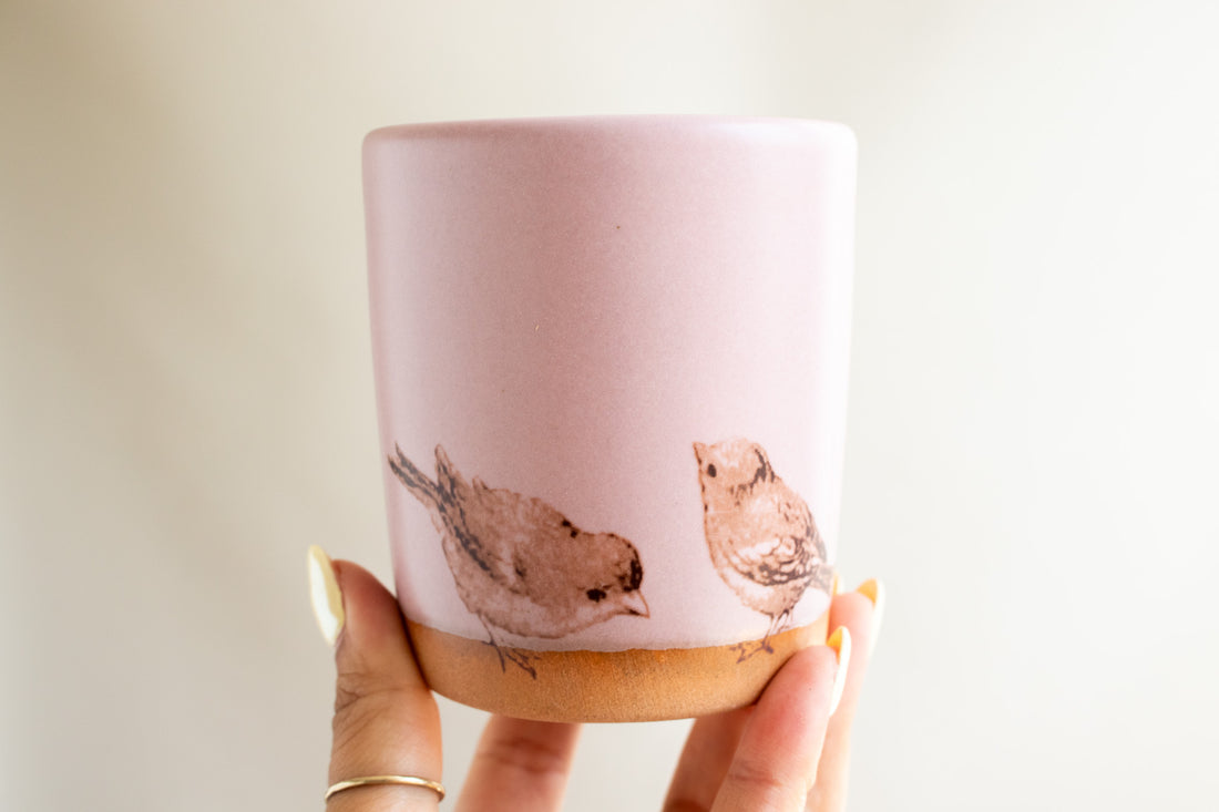 Sparrows Perched Tumbler | Rose