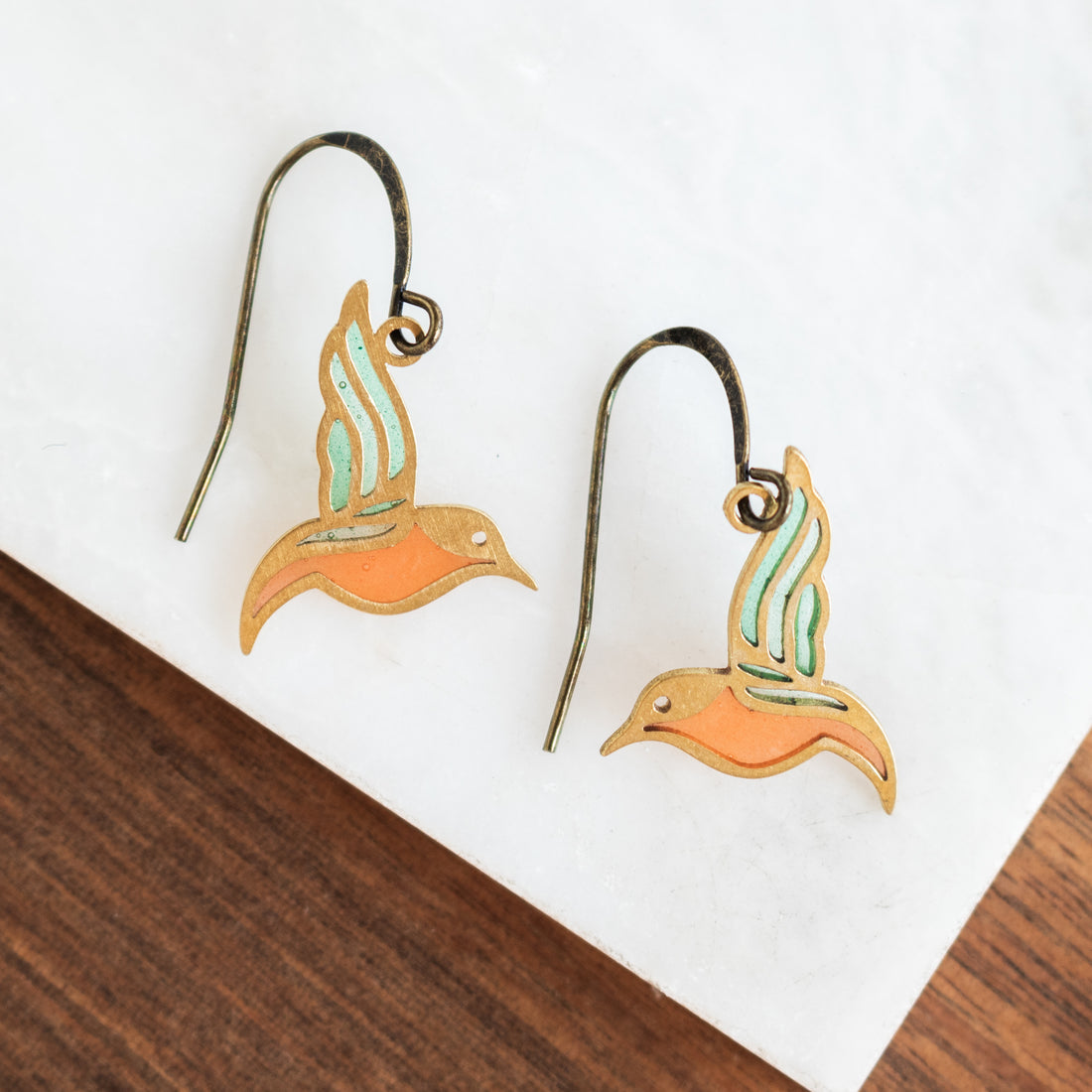 Hummingbird Stained Glass Earrings