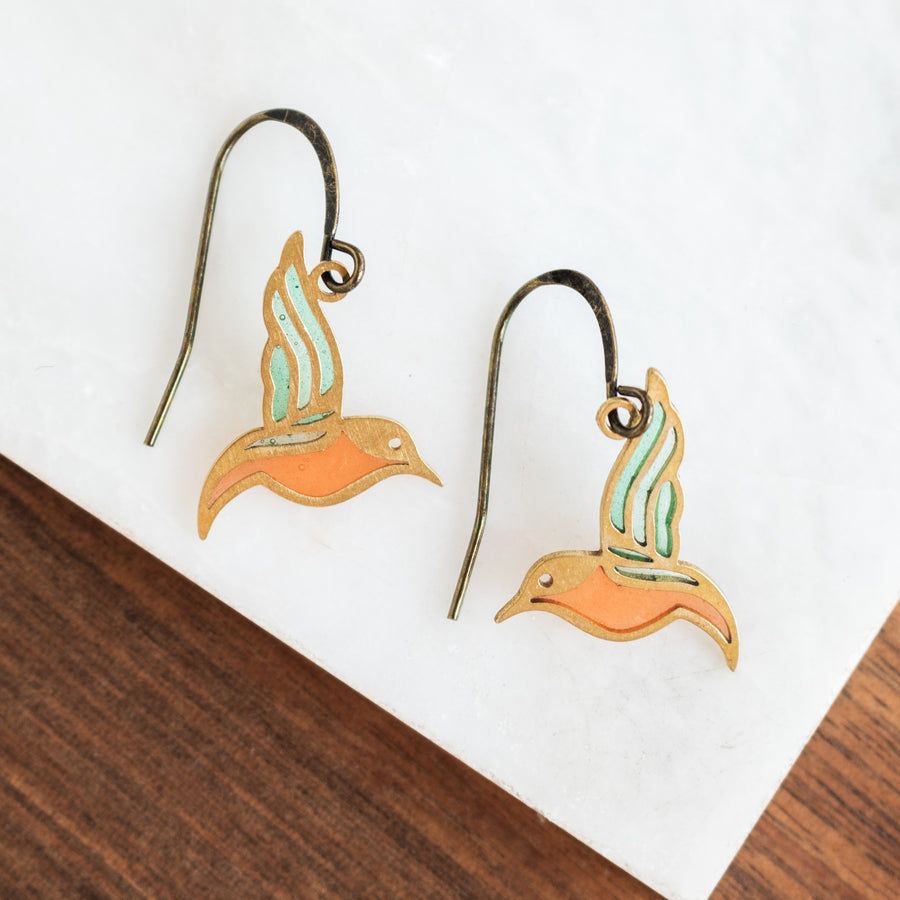 Hummingbird Stained Glass Earrings