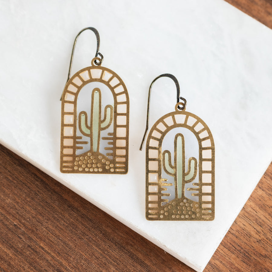 Saguaro Stained Glass Earrings
