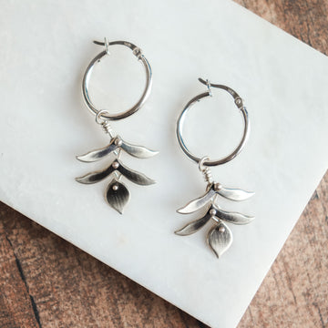 Mini Fern Hoop Earrings