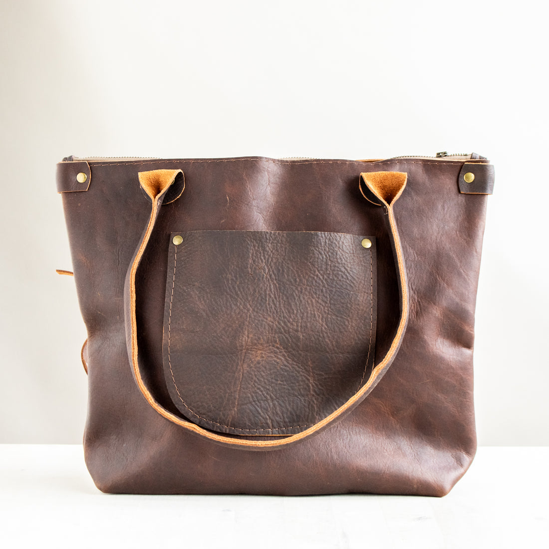 Porter Short Leather Tote | Brown