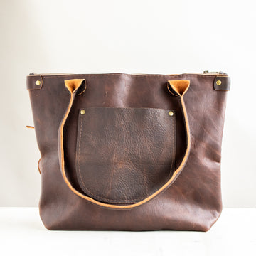 Porter Short Leather Tote | Brown