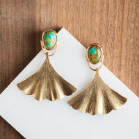 Sonoran Turquoise Ginkgo Large Earrings no.3