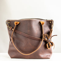 Porter Short Leather Tote | Brown