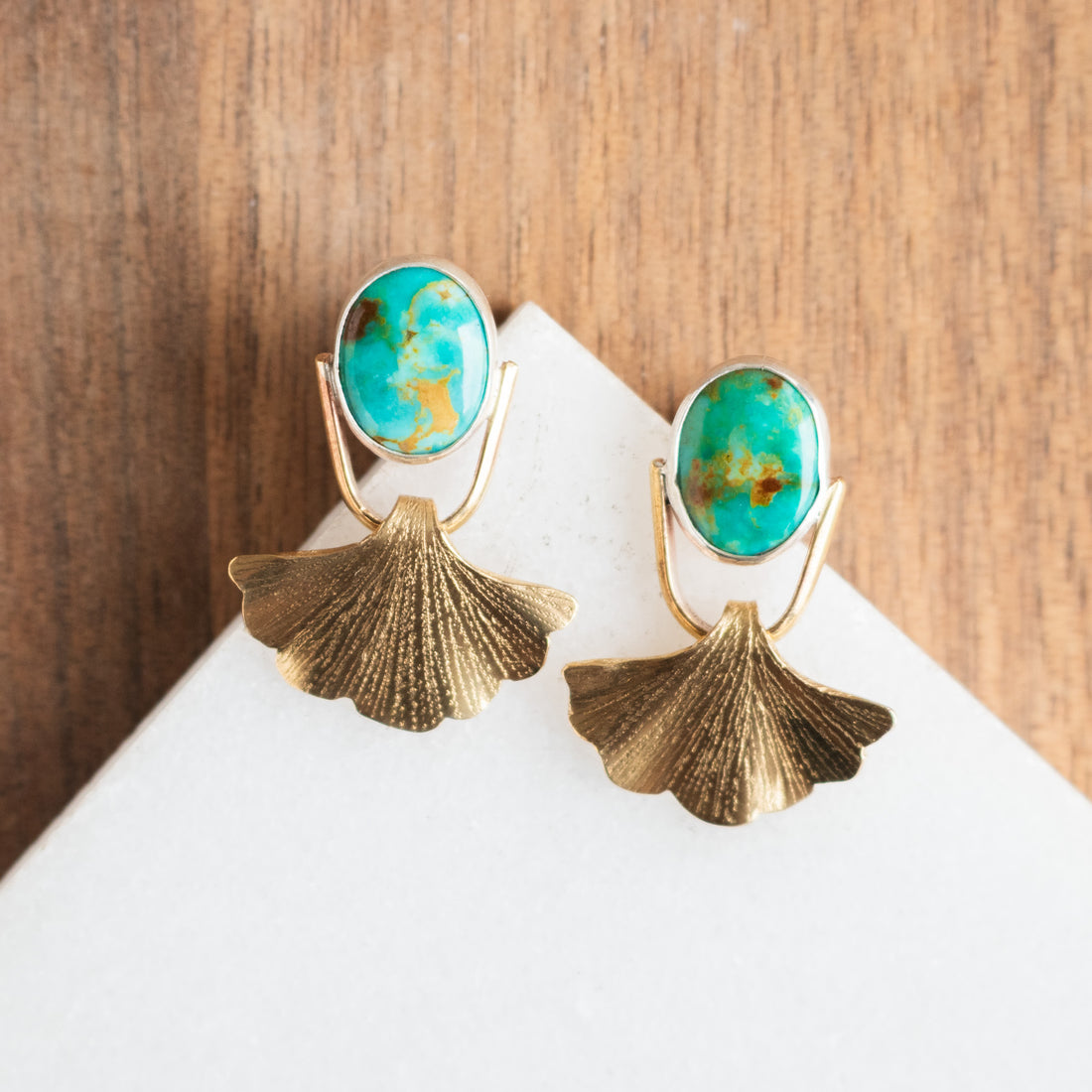 Sonoran Turquoise Ginkgo Small Earrings