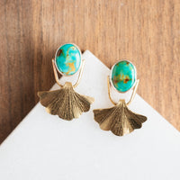 Sonoran Turquoise Ginkgo Small Earrings