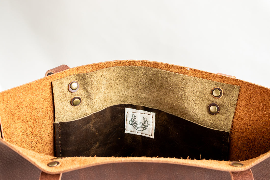 Leather Wool Short Tote | Journey West