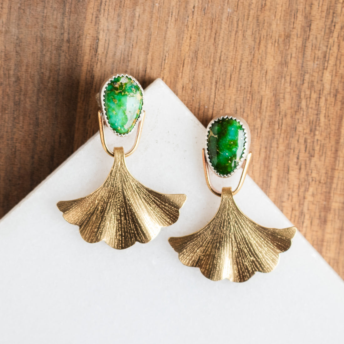 Sonoran Gold Turquoise Ginkgo Medium Earrings