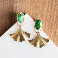Sonoran Gold Turquoise Ginkgo Medium Earrings