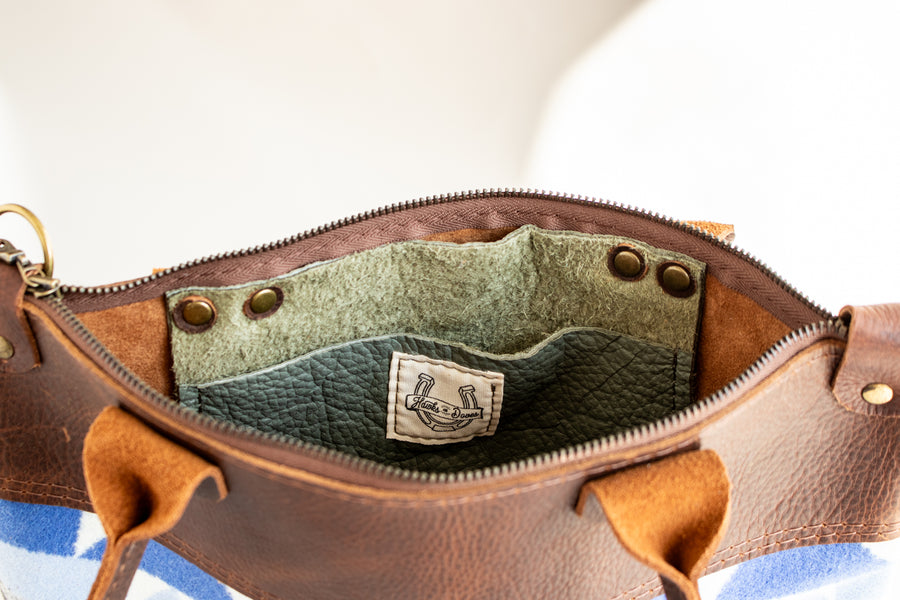 Loretta Leather Wool Purse | Blue Trailhead