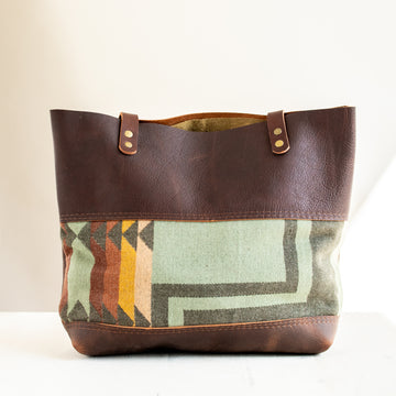 Leather Wool Short Tote | Harding Sage
