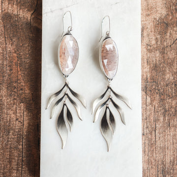 Rutilated Moonstone Fern Earrings