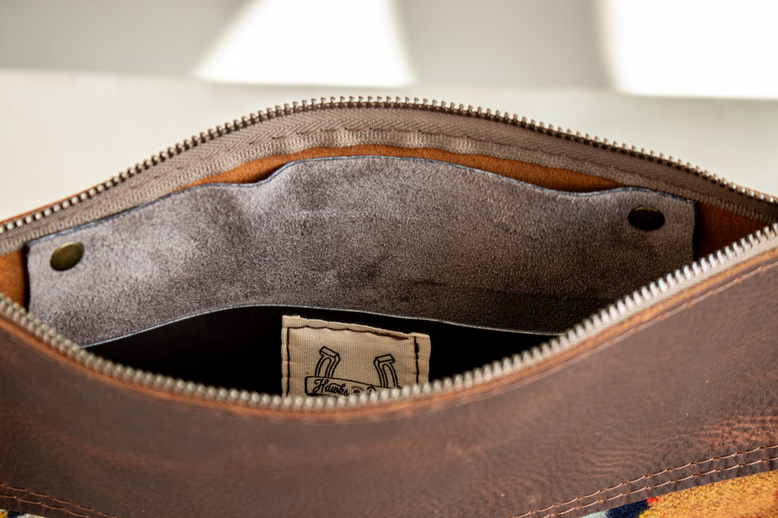 Loretta Leather Wool Pouch | Journey West
