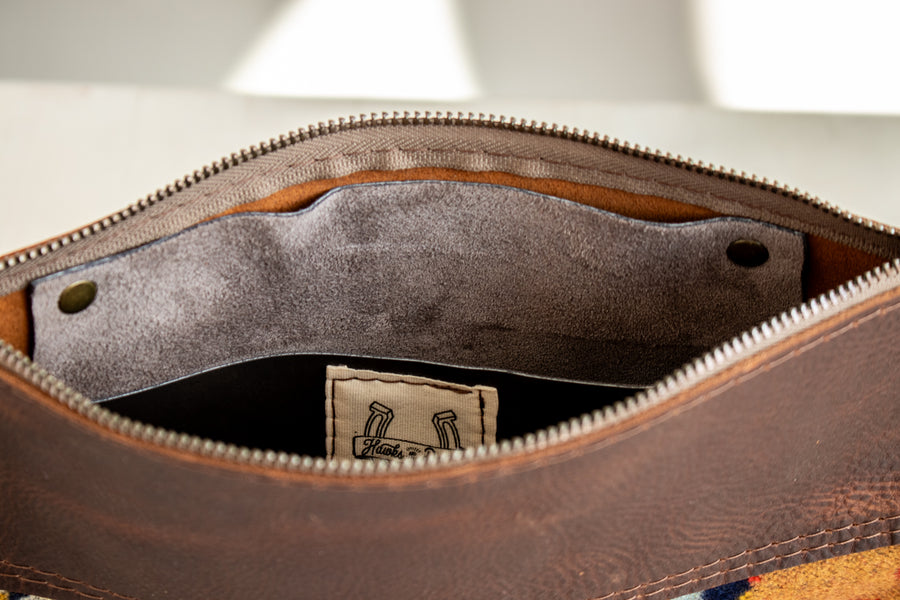 Loretta Leather Wool Pouch | Journey West