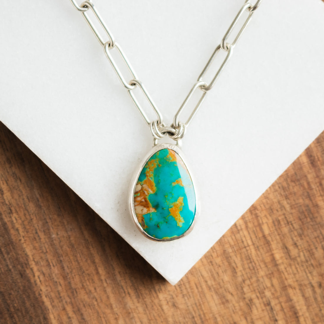 Royston Turquoise Paperclip Chain Necklace