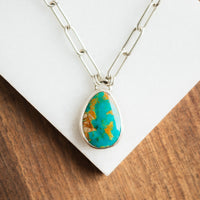 Royston Turquoise Paperclip Chain Necklace