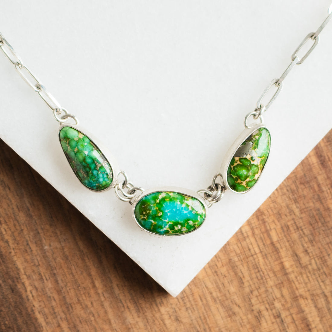 Sonoran Gold Turquoise 3 Stone Choker Necklace