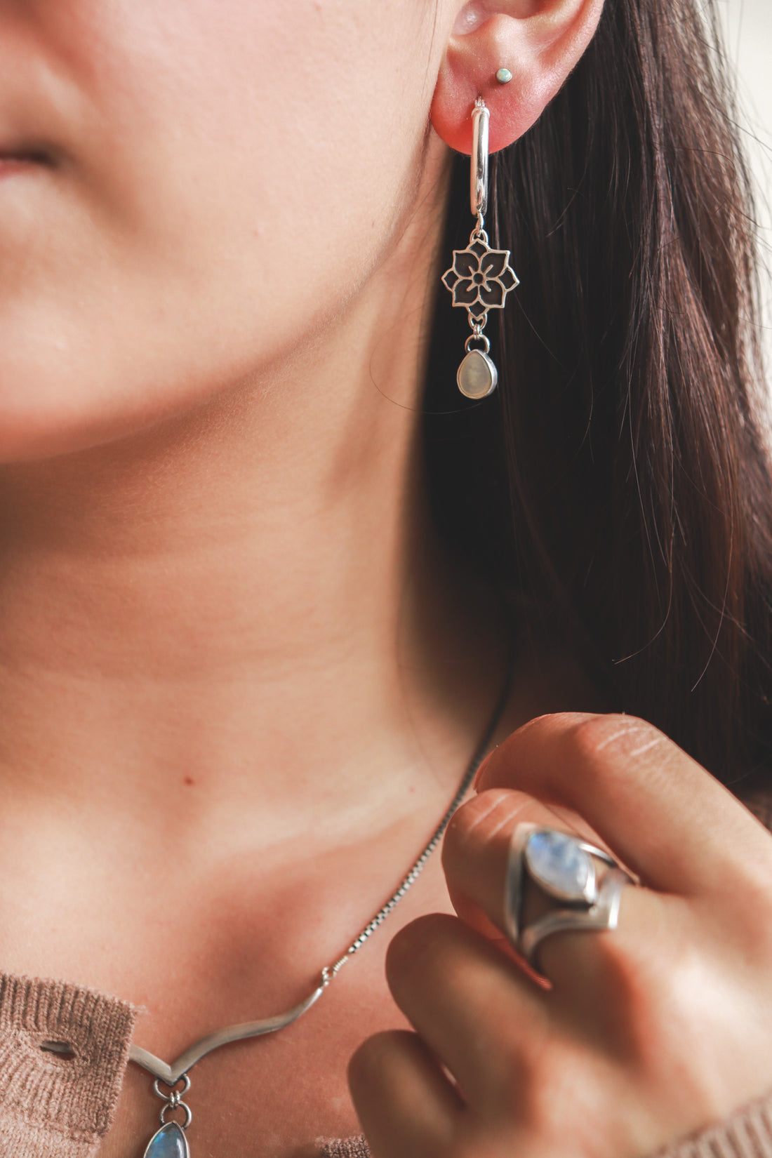 Mother of Pearl Meraki Hoop Earrings