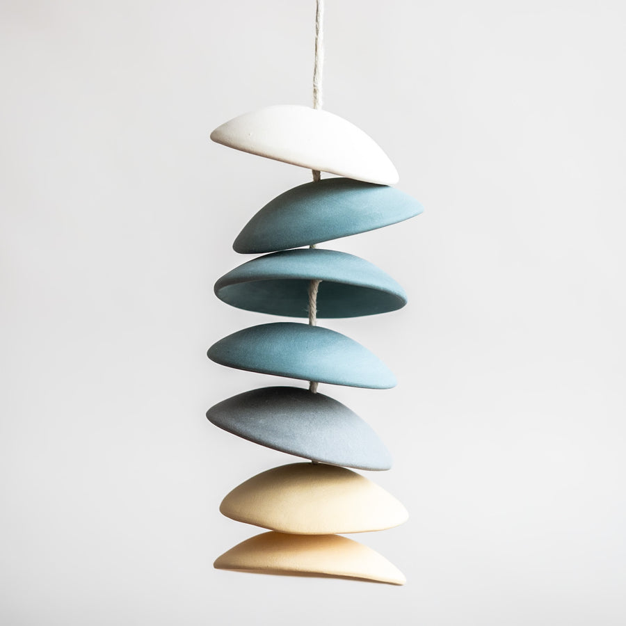 Blue & Yellow Ceramic Chime | 7 Discs