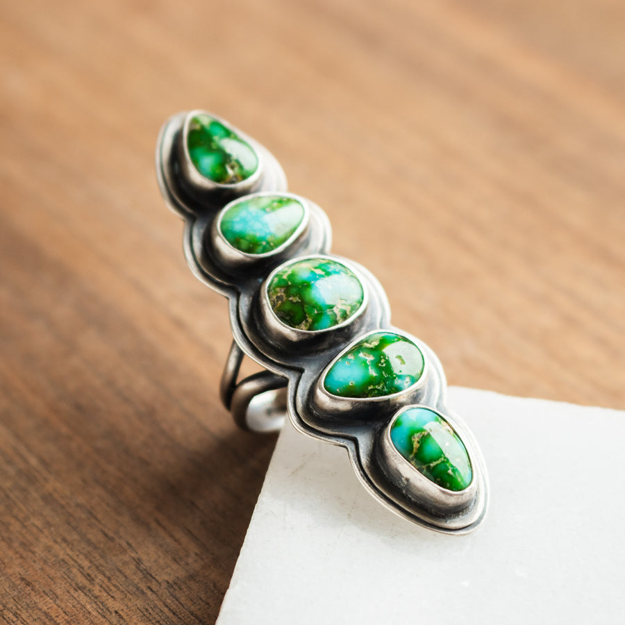 Rock Salt Vintage | Size 7.5 | Sonoran Gold Turquoise 5 Stone Ring
