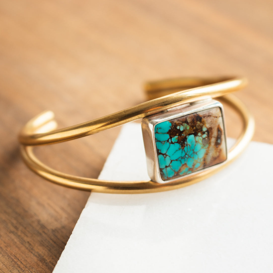 Royston Turquoise Rectangle Mixed Metal Cuff