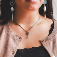 Quartz + Mother of Pearl Meraki Teardrop Earrings