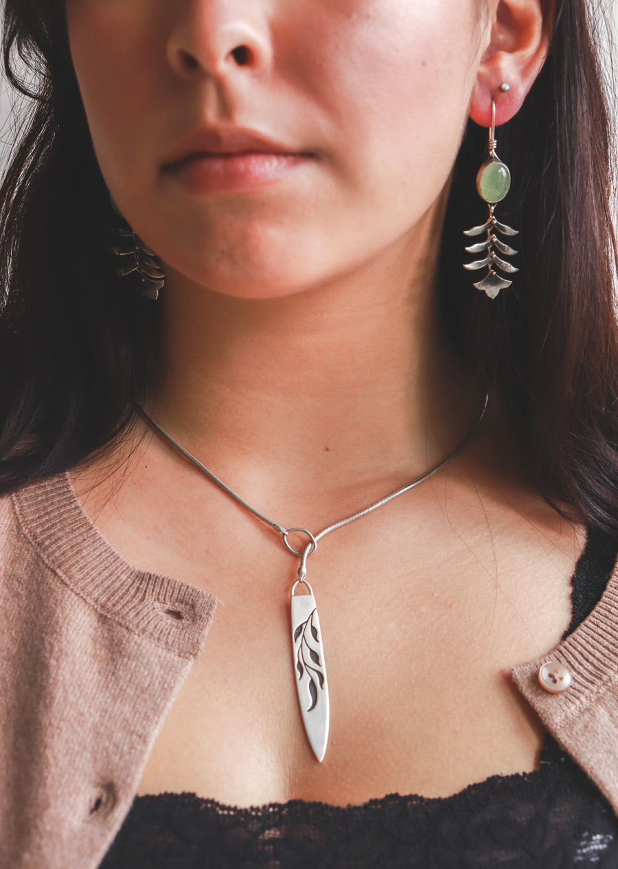 Prehnite Folk Art Fern Earrings