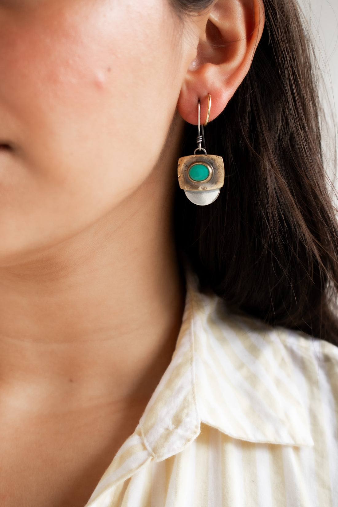 Sonoran Turquoise Setting Moon Earrings
