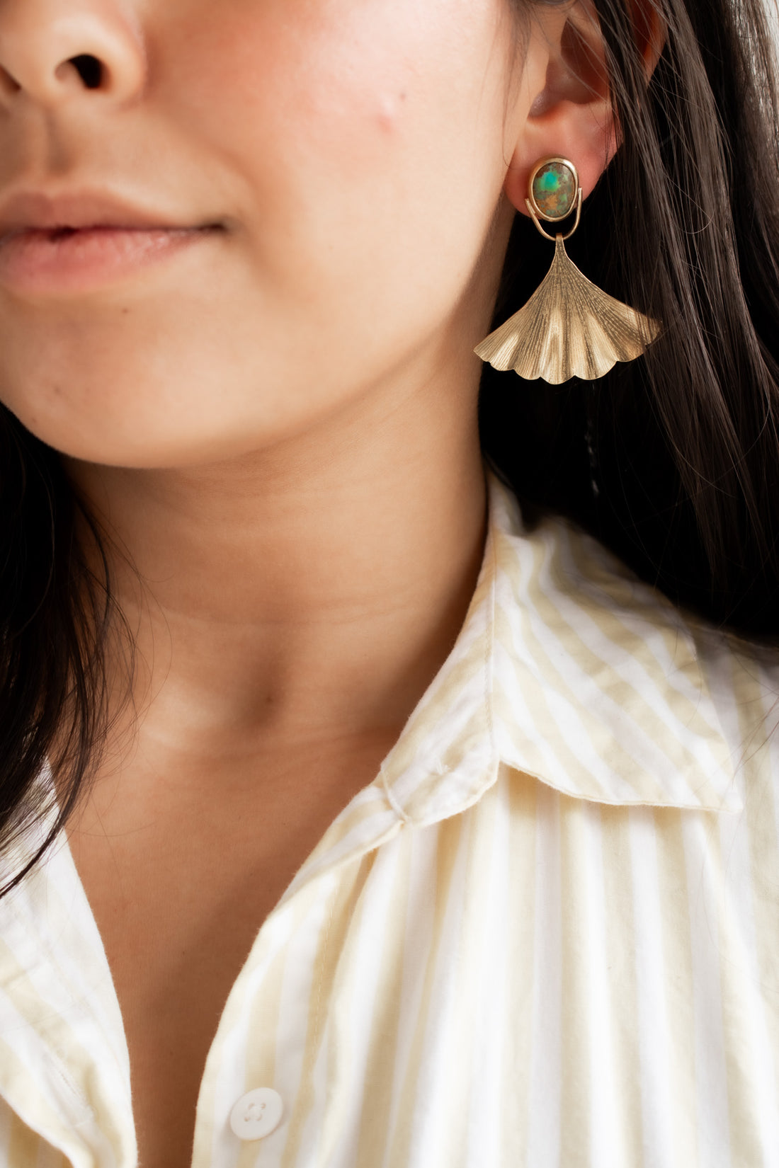 Sonoran Turquoise Ginkgo Large Earrings no.3