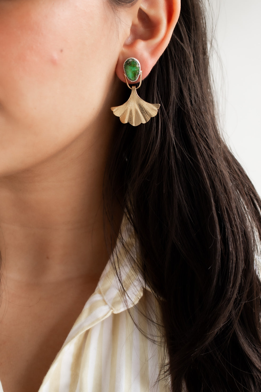 Sonoran Gold Turquoise Ginkgo Medium Earrings