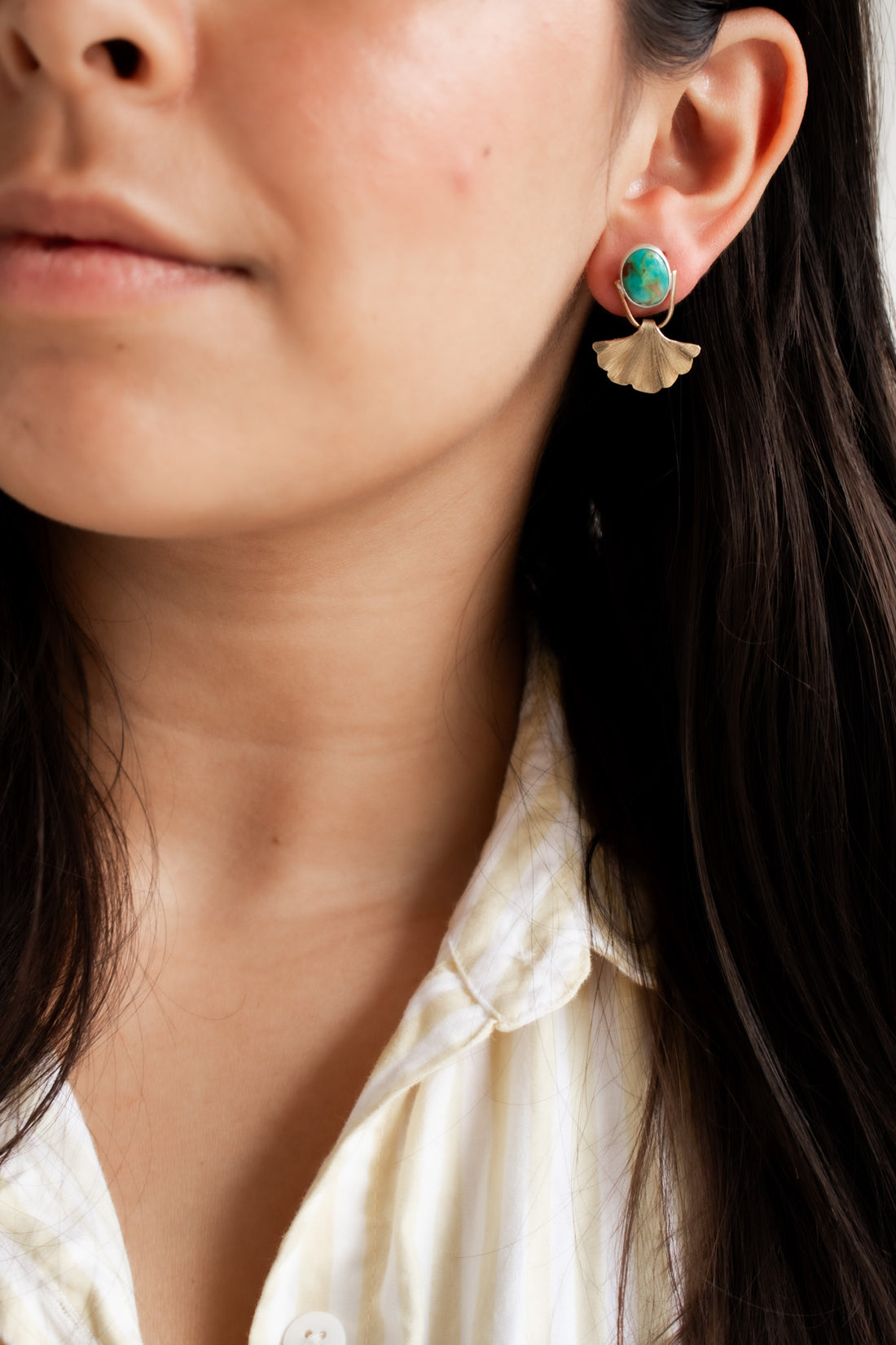 Sonoran Turquoise Ginkgo Small Earrings