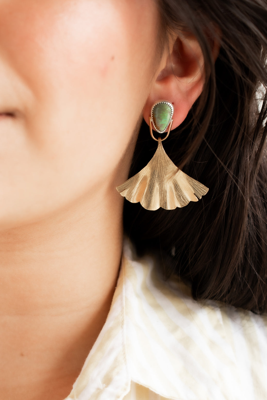 Sonoran Turquoise Ginkgo Large Earrings no.2
