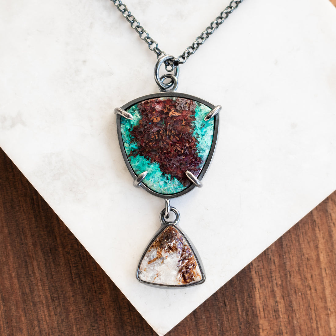 Chrysocolla Copper and Astrophyllite Necklace