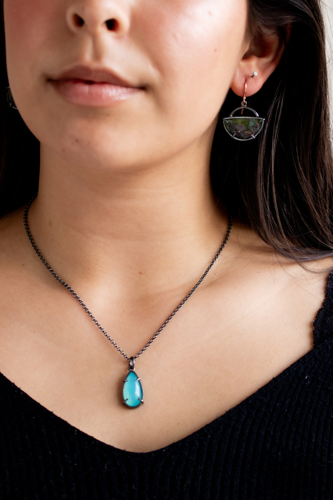 Opal Wood Copper Earrings