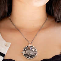 Topaz Raven Hand Carved Pendant Necklace