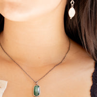 Kyanite Dark Green Oval Vertical Necklace