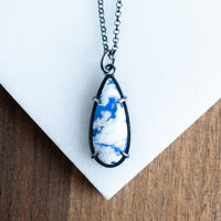 Sky Plume Agate Teardrop Necklace no.1