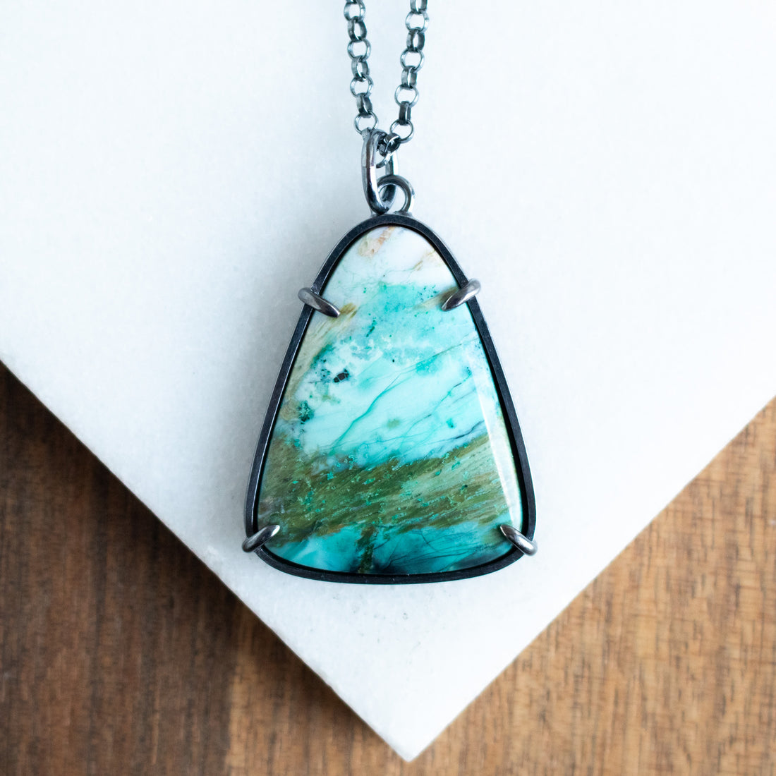 Petrified Cholla Wood Rounded Triangle Necklace
