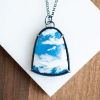 Cloud Plume Agate Large Arch Necklace