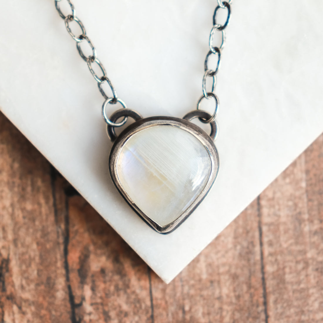 Rainbow Moonstone Sm Teardrop Necklace