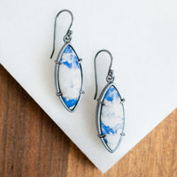 Sky Plume Agate Marquis Earrings