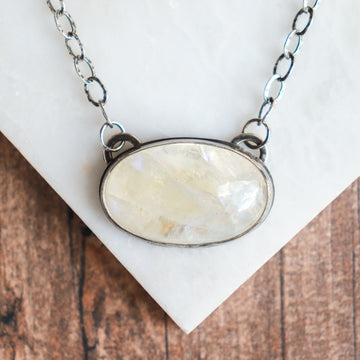Rainbow Moonstone Lrg Oval no.1 Necklace