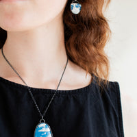 Cloud Plume Agate Large Arch Necklace