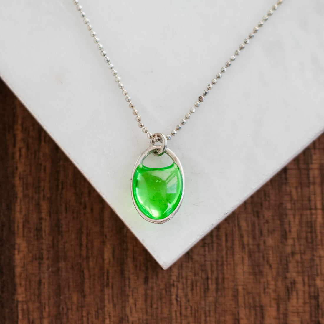 Green Blown Glass Necklace